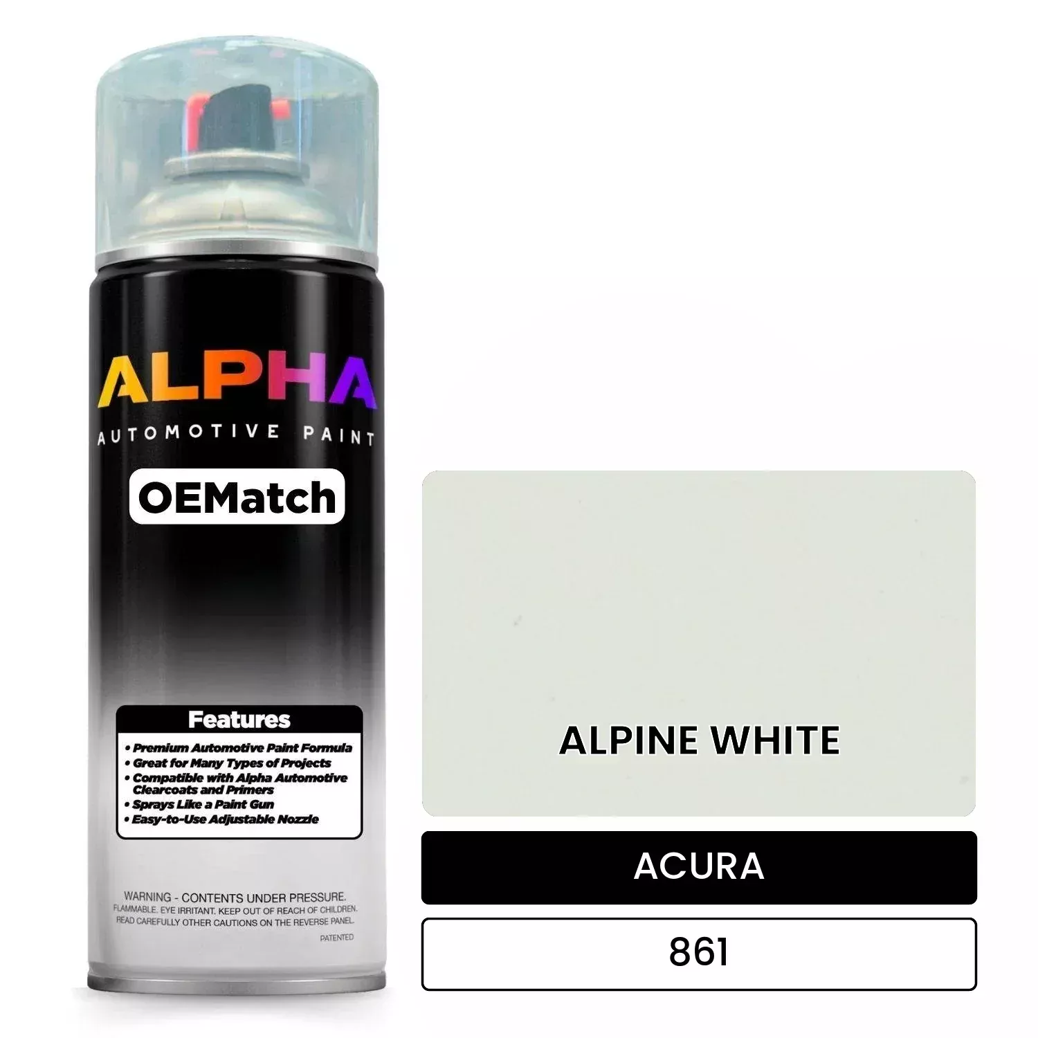 ACURA ALPINE WHITE 861 | OEMatch Automotive Spraycan